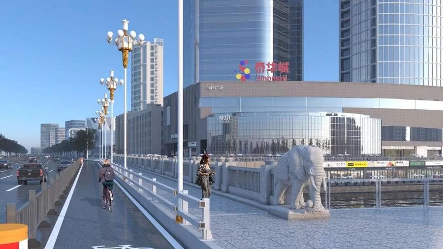 新桥将安放象雕塑，以老潍县城门命名